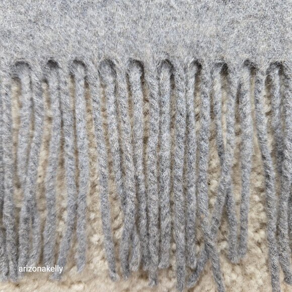 NWOT Beast Wool Scarf Grey Fringed Thick Oversized - Picture 5 of 10